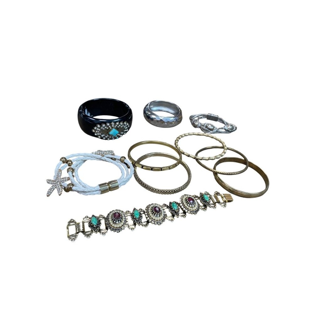 Costume jewelry womans assorted lot of 10 bracelets SKU 9809 - Picture 10 of 10